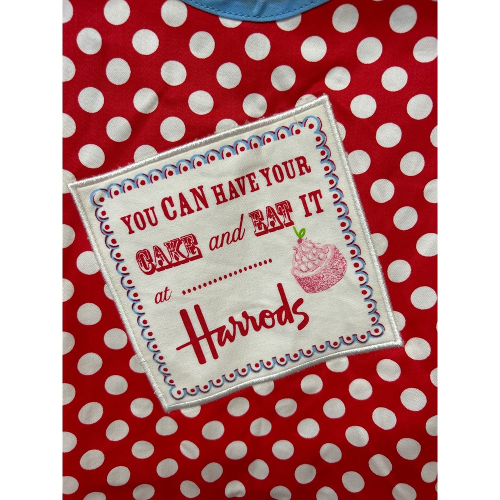 Harrods Red Polka Dot Cotton Apron You Can Have Your Cake And Eat It Cupcake - Picture 2 of 6